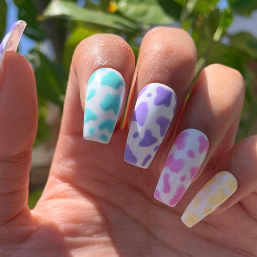 La Vaca set | Cow Print Nails | Fake Nails | False Nails | Any Shape | esmesnails