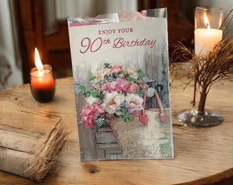 90e verjaardagskaart Geniet van je 90e verjaardag, mooie kaart met mooie woorden