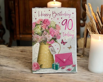 90e verjaardagskaart Fijne verjaardag 90 vandaag Vrouw 90e verjaardag - grote kaart