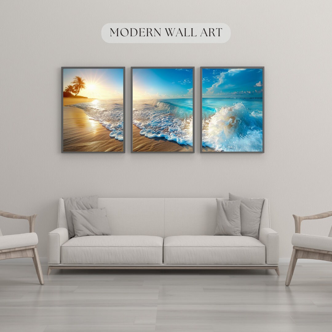 Coastal Wall Art Set- 3 Piece Set (serene Seaside Escape) - Etsy