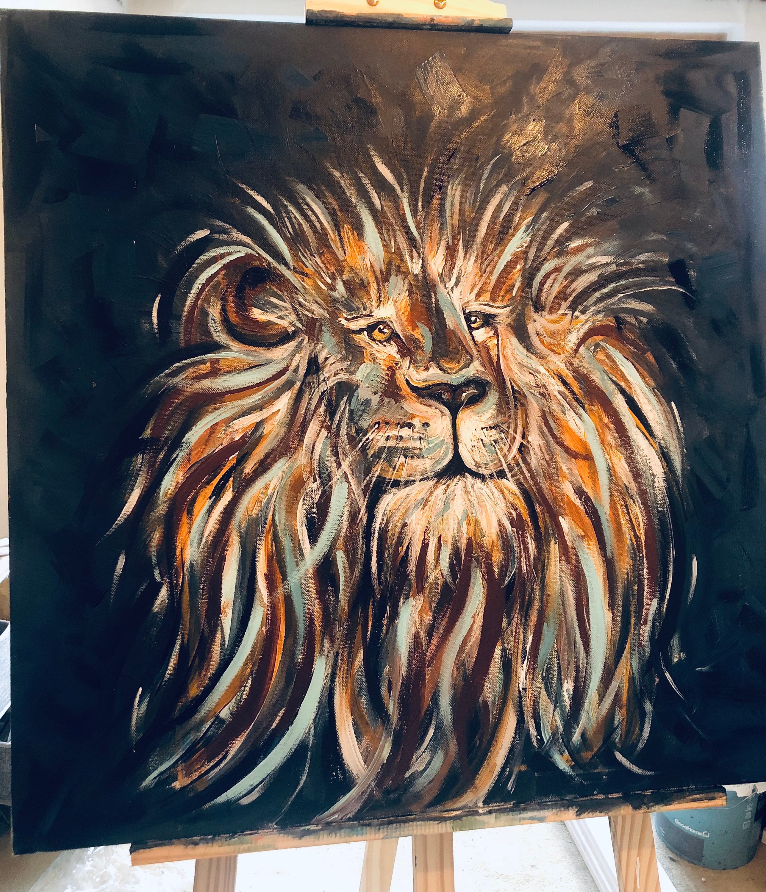 Lion Original Acrylic Painting 70x70cm canvas Etsy