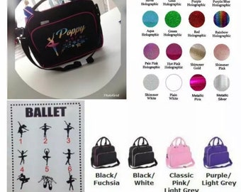 Personalised BALLET dance bag school bag any Name glitter free postage gift xmas birthday easter little girls