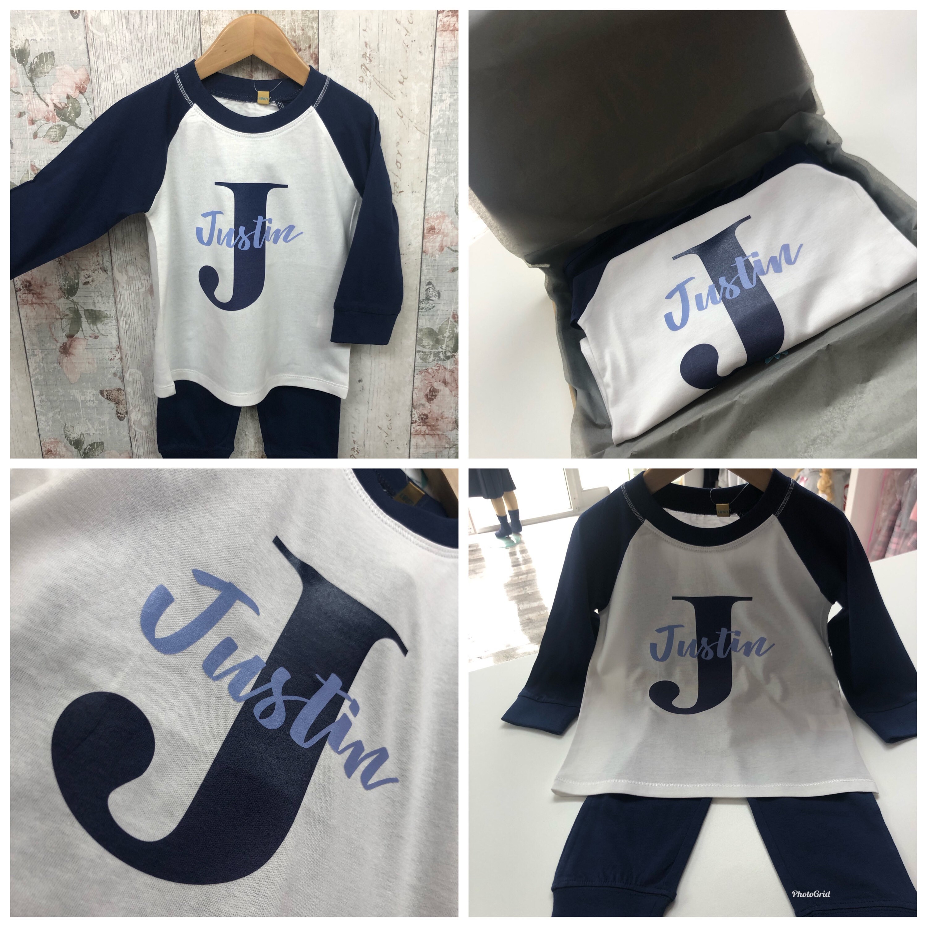 Personalised baby boys blue pyjamas 04 years any name and Etsy