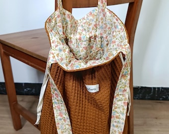 Wildflower Tote Bag, Cotton Tote Bag, Everyday Shoulder Bag, Drawstring Tote Bag, Botanical Tote Bag, Gift for Her