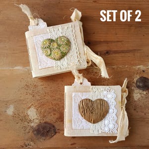 Mini album da disegno rilegati a mano con carta per artisti, diari a forma di cuore in stile shabby chic con pizzi vintage e segnalibri, libro dei ricordi con copertina morbida.