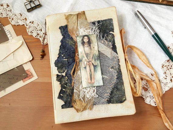 Handbound Soft Cover Journal: Distressed Fabric, Eco-Friendly Art Diary