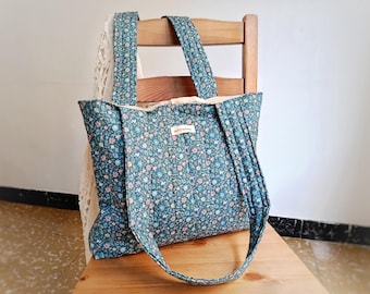 Quilted Handmade Bag, Handmade Quilted Tote Bag, Floral Tote Bag, Cotton Shoulder Bag, Gift for Her