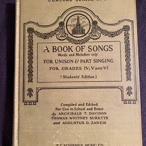 Book of Songs Concord Series No. 4 E.C. Schirmer Music Co. Students&#39; Edition