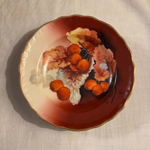 Hand painted A&D Limoges Currants Dessert Bowl