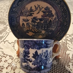 Blue Willow Transferware William A. Adderley & Co. Tea Cup and Saucer