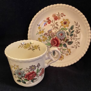 Spode Copeland England Floral Demitasse Tea Cup and Saucer - Numbered!