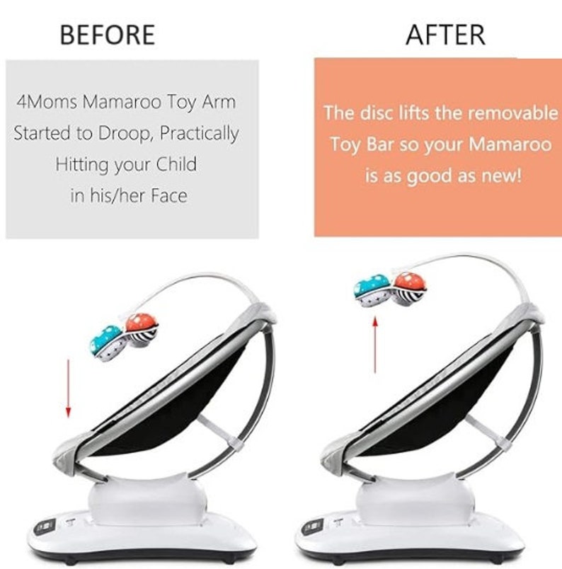 Comparing damaged Mamaroo Toy Bar to Toy Bar fixed by Lion Pride Co