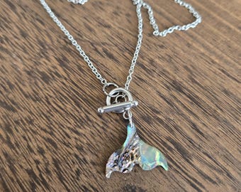 Abalone Mermaid Tail Front Toggle Clasp Silver Necklace Non-tarnish