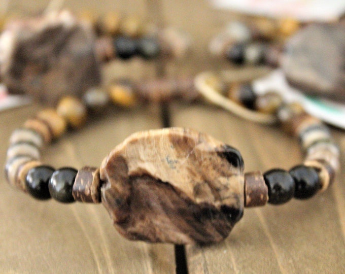 Petrified Wood Tiger Eye Agate 8mm Gemstone Stretch Bracelet Etsy