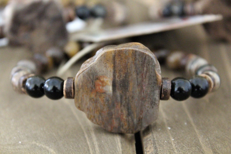 Petrified Wood Tiger Eye Agate 8mm Gemstone Stretch Bracelet Etsy