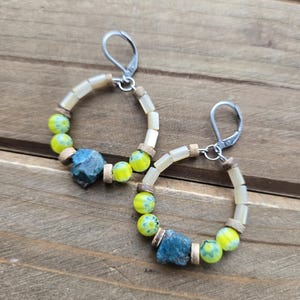 Fern Rocks Fae Hoop Earrings trend collection Gift for her maximal upscale boho statement hypoallergenic funky unique Ibiza Millefiori