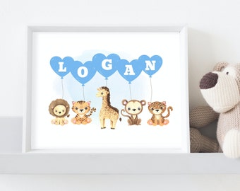 Personalised New Baby Illustration Print | New Baby Gift | Baby Boy Gift | Baby Shower Illustration Print Gift | Baby Boy Gift