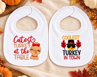 Embroidered 1st Holiday Bib Set, First Holiday, Halloween,  Thanksgiving, Christmas, Baby Milestone Gift, 3 pack Bib Set