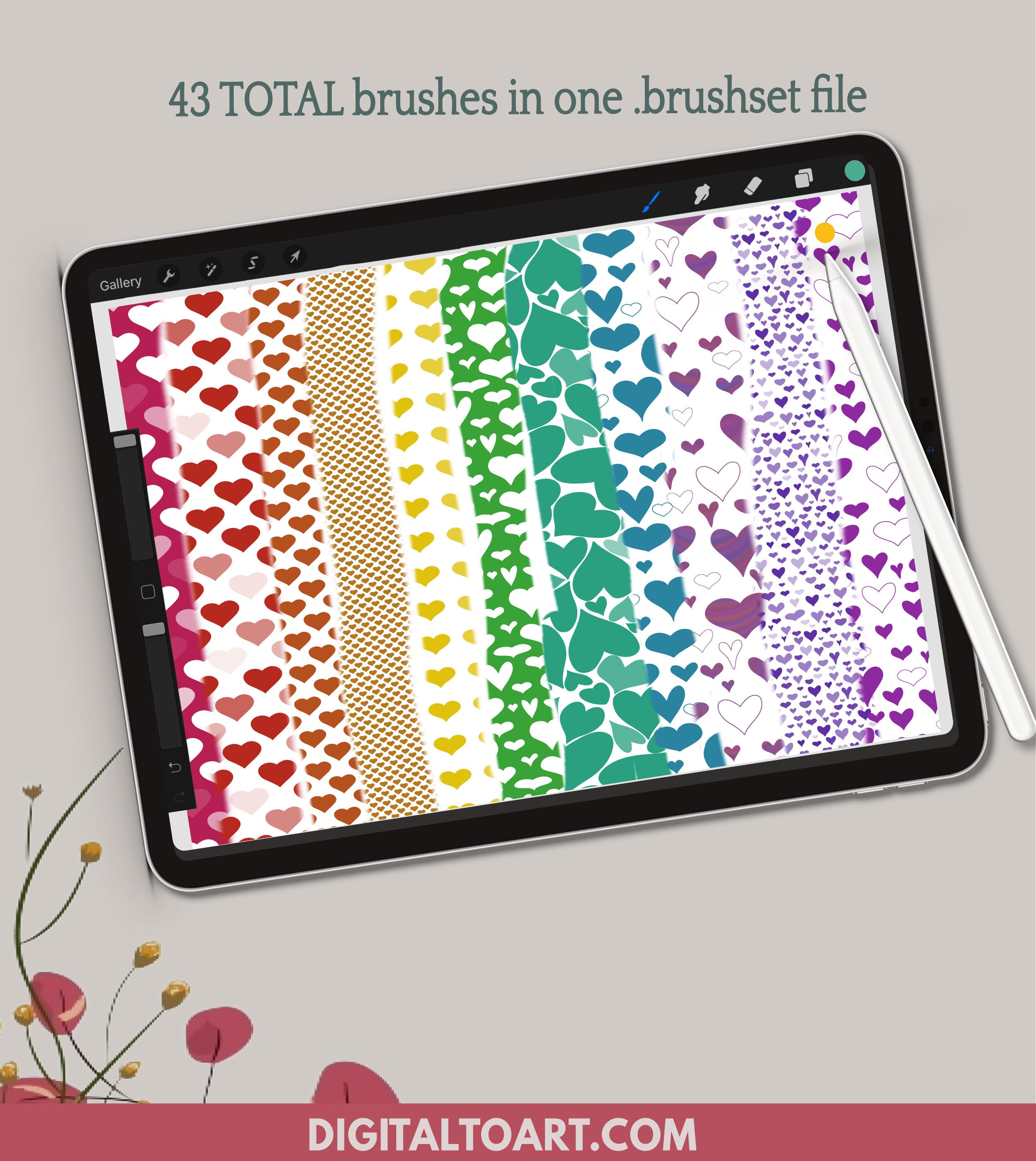 Procreate Stamps / 43 Heart Stamps and Brushes / Procreate Etsy UK