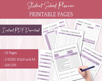 Student Planner / 32 Pages / Printables for Students in Middle School and Higher / 8.5x11 and A4