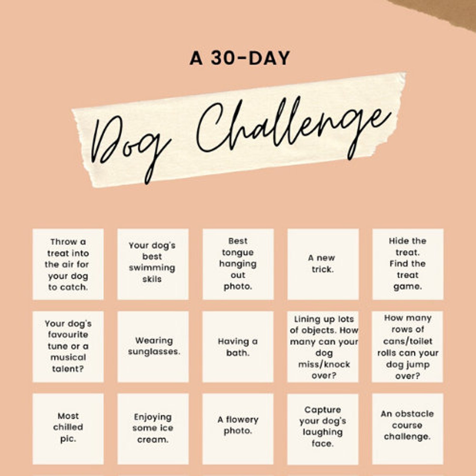 30 Day Dog Challenge Printable Etsy México