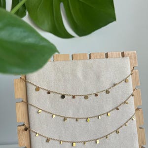 Waterproof gold chain with round, oval or square plates - gift idea for girlfriend, basic jewelry, jewelry layering chain