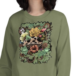 Little Nature Adventure with Frogs, Flowers, and Mushroom Unisex Sweatshirt