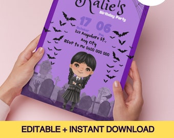Wednesday Addams Birthday Invitation | Editable Template (Instant Download)