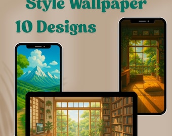 Studio Ghibli Style Wallpaper | Anime Book Lover Desktop & Phone Backgrounds (Digital Download)