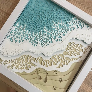 Layered 3D Ocean Waves Shadow Footprint, Shadow Box SVG