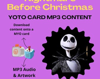 Histoire audio de L'Étrange Noël de Yoto et Tonie | Jack Skellington Livre audio pour enfants MP3 | Téléchargement numérique de la carte MYO | L'heure du conte effrayante