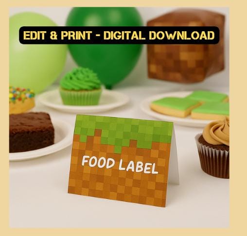 Editable Minecraft Place Cards