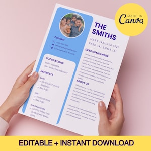 Portada personalizada de alquiler familiar - Mudarse a Australia - CV de currículum de solicitud de alquiler - Para familias - Descarga instantánea personalizable