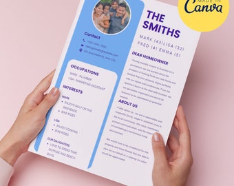 Personalized Family Rental Application Cover Letter - Australia Moving Resume (Instant Download)