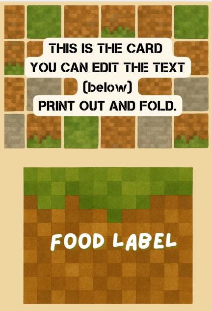 Editable Minecraft Place Cards
