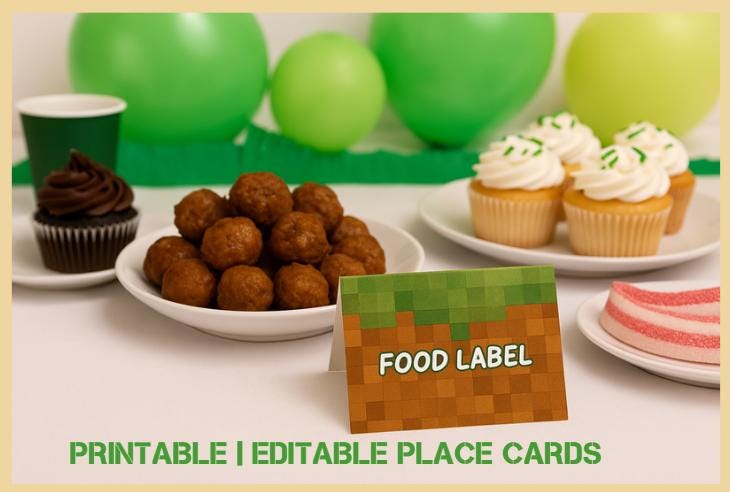 Editable Minecraft Place Cards