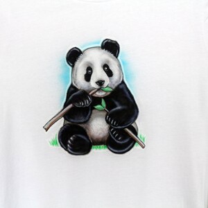 Custom Airbrushed Panda on a Women&#39;s Short Sleeve Tee