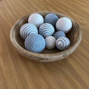 Cotton Rope Decorative Balls, Baby Blue White Farmhouse Decor