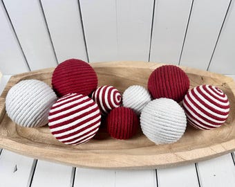 Dark Red Cotton Rope Decorative Ball Set Homeware Decor