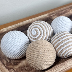 Beige Cotton Rope Decorative Balls Homeware Decor Bild 5