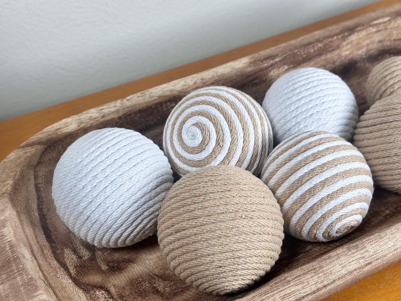 Beige Cotton Rope Decorative Balls Homeware Decor Bild 5