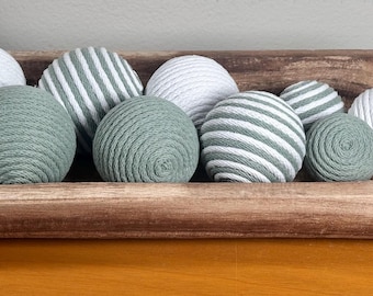 Sage Green Cotton Rope Balls Homeware Decor