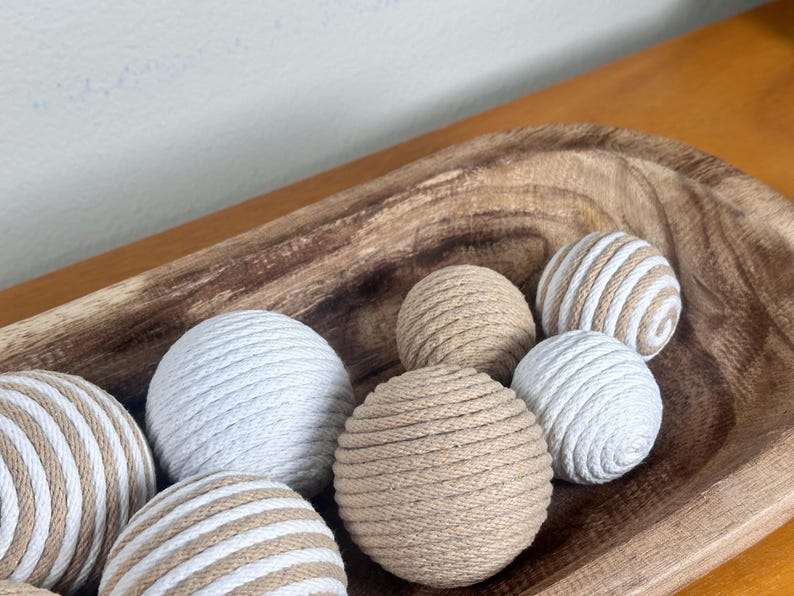 Beige Cotton Rope Decorative Balls Homeware Decor Bild 4