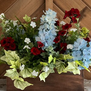 Patriotic Floral Centerpiece: Rustic Wooden Box Arrangement