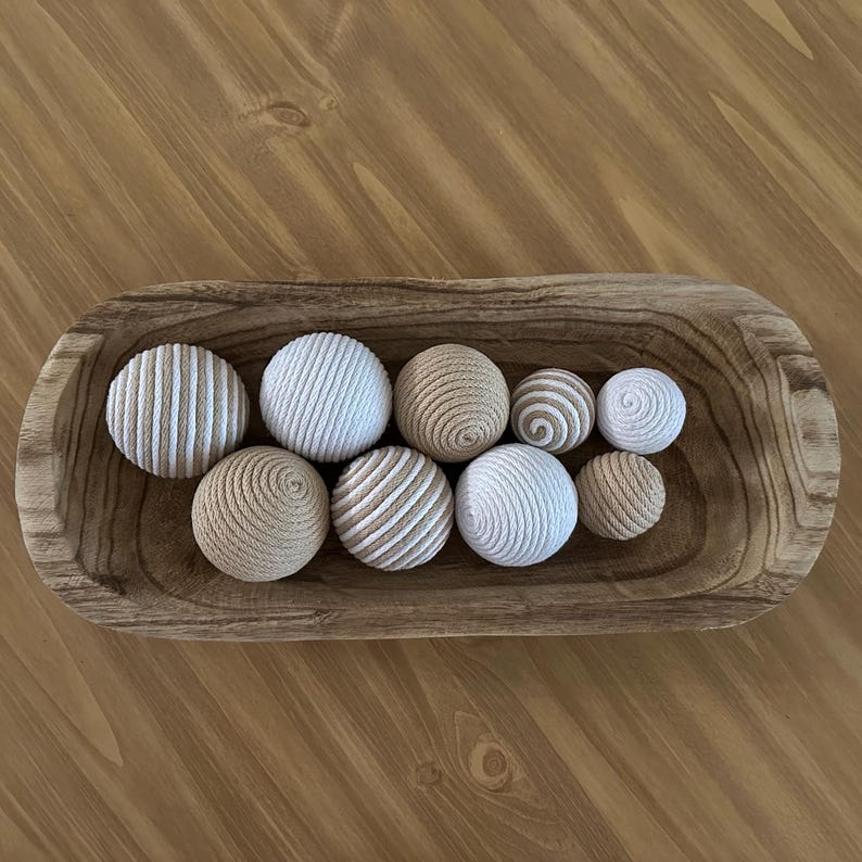 Beige Cotton Rope Decorative Balls Homeware Decor Bild 10