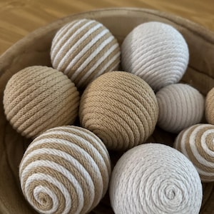 Beige Cotton Rope Decorative Balls Homeware Decor Bild 1