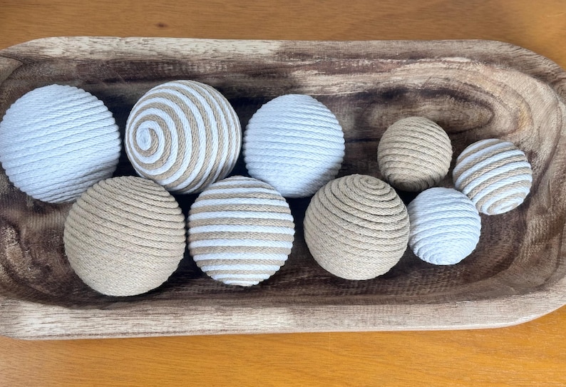Beige Cotton Rope Decorative Balls Homeware Decor Bild 3