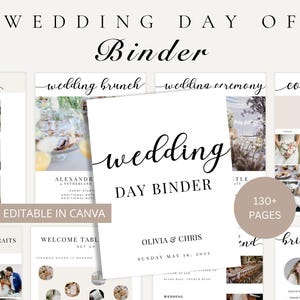 The Ultimate 130 Page Wedding Day Binder Template, Wedding Day Coordination, Wedding Day Information,Wedding Itinerary,Wedding Planner,Canva