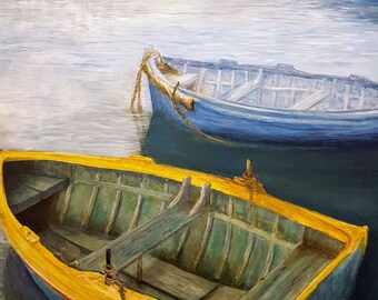 Malta seaside, a large 24x36 acrylic painting