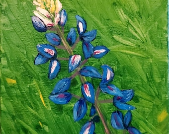 The Last Bluebonnet, floral 8x10 painting